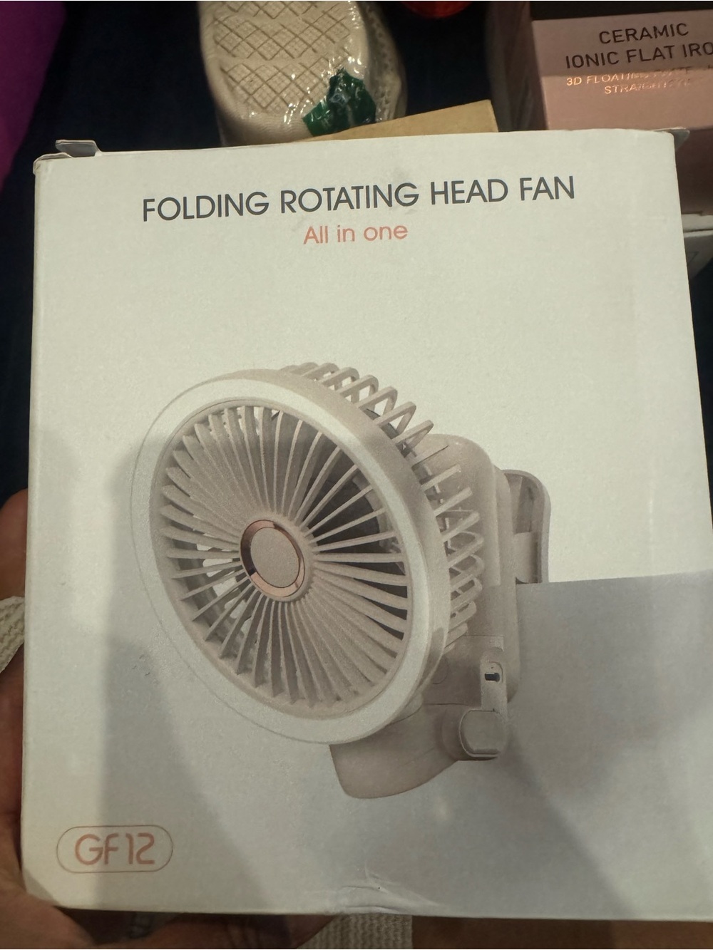 Folding Rotating Head Fan - White (GF12)
